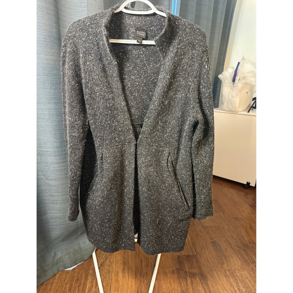 Eileen Fisher Speckled Knit Open‎ Front Cardigan Sweater Coat Women's Size S